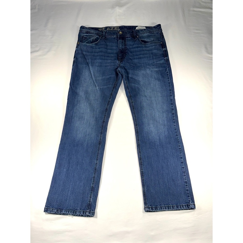 TK Axel Mens Straight Leg Jeans Blue Denim Medium Wash 38x32 Stretch